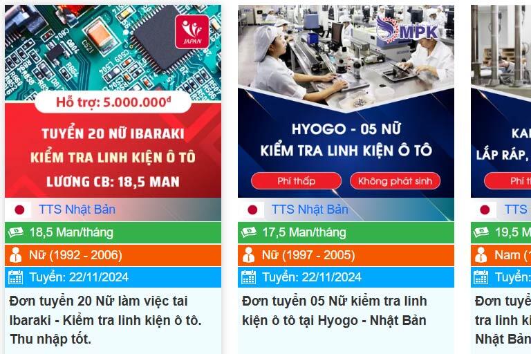 Các đơn hàng điện tử được update liên tục trên sàn xuất khẩu lao động. Com